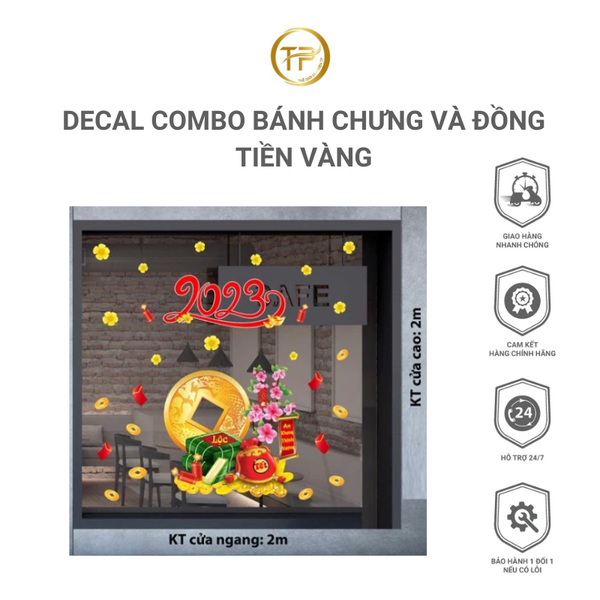 DECAL COMBO BÁNH CHƯNG VÀ ĐỒNG TIỀN VÀNG