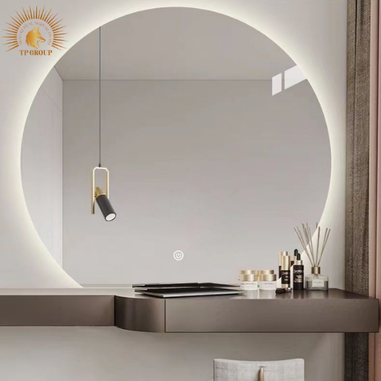 Gương LED cảm ứng.Gương nhà tắm,trang trí cửa hàng, gương led bán nguyệt, hình tròn khuyết TP-GL004