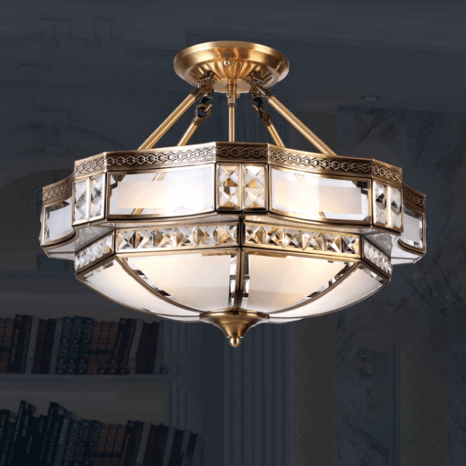 Đèn chùm đồng thả chao tân cổ điển