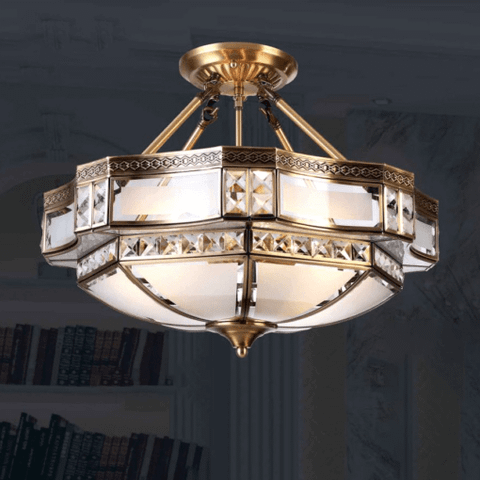 Đèn chùm đồng thả chao tân cổ điển