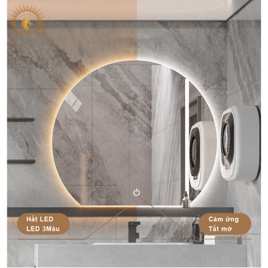 Gương LED cảm ứng.Gương nhà tắm,trang trí cửa hàng, gương led bán nguyệt, hình tròn khuyết TP-GL004
