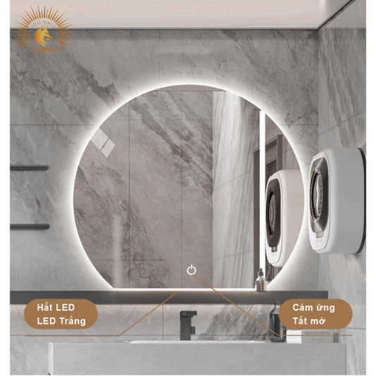Gương LED cảm ứng.Gương nhà tắm,trang trí cửa hàng, gương led bán nguyệt, hình tròn khuyết TP-GL004