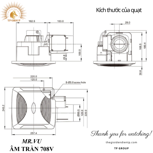 QUẠT HÚT ÂM TRẦN 708V