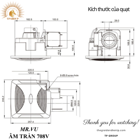 QUẠT HÚT ÂM TRẦN 708V