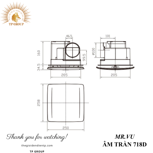 QUẠT HÚT ÂM TRẦN 718D