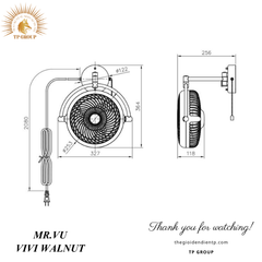 QUẠT TREO TƯỜNG VIVI WALNUT