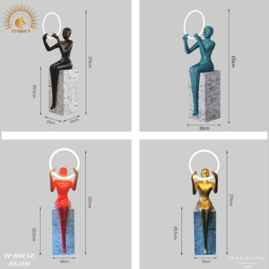 ĐÈN SÀN NGHỆ THUẬT TƯỢNG NGƯỜI NGỒI TRÊN BỤC HX1030