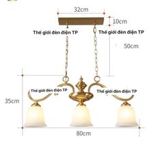 Đèn thả bằng đồng trang trí bàn ăn phong cách Châu âu tân cổ điển