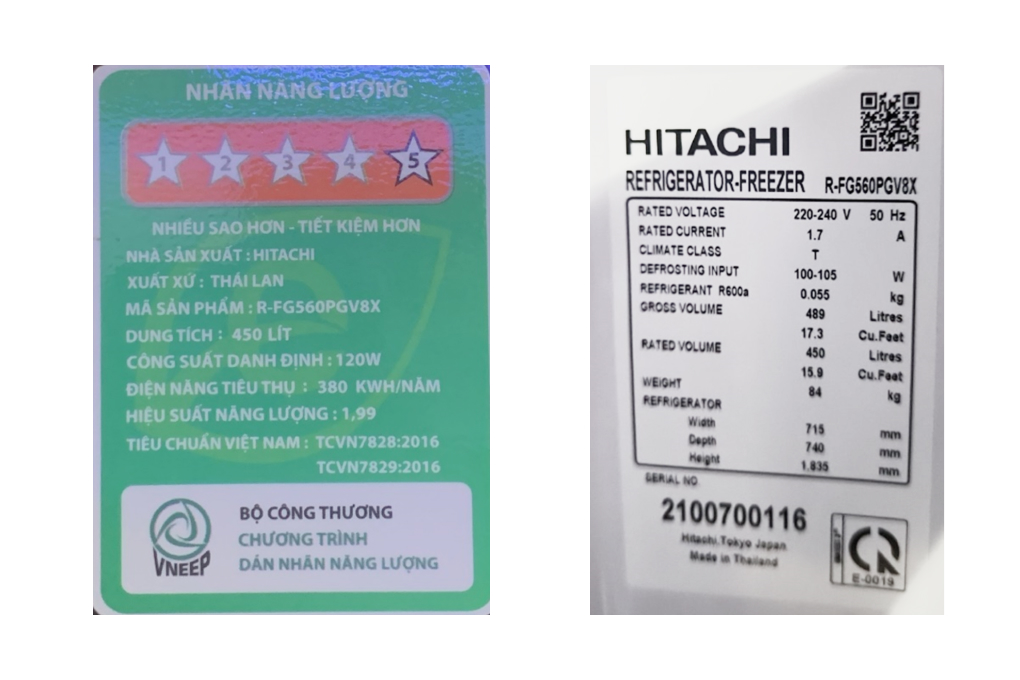  R-FG560PGV8X-GBK - Tủ Lạnh Hitachi Inverter 450 Lít 