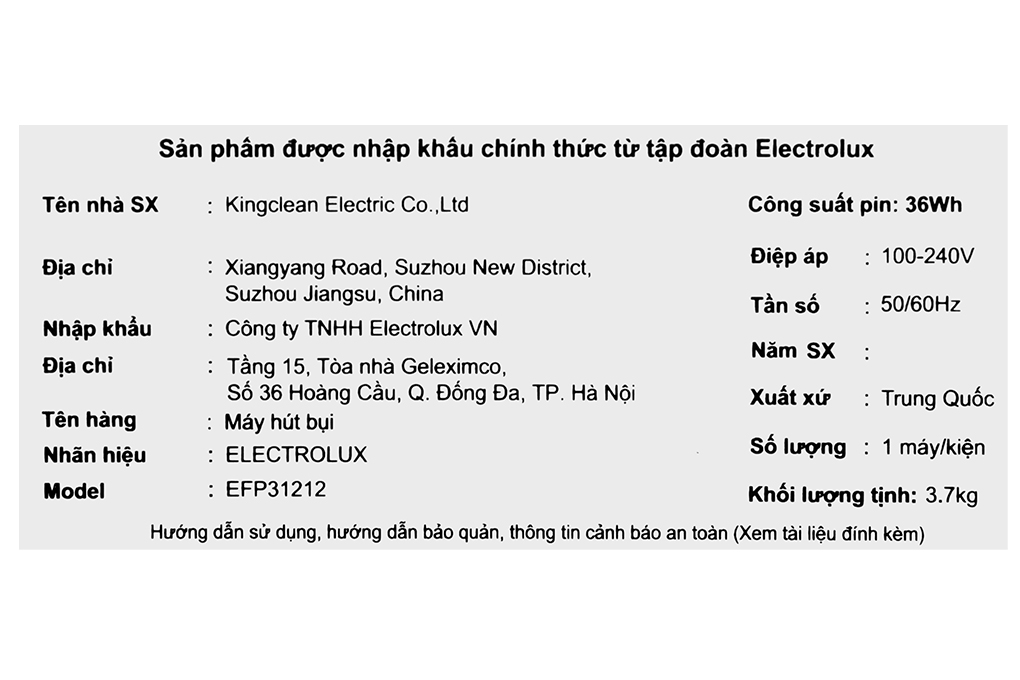  EFP31212 - Máy Hút Bụi Không Dây Electrolux - Trắng 