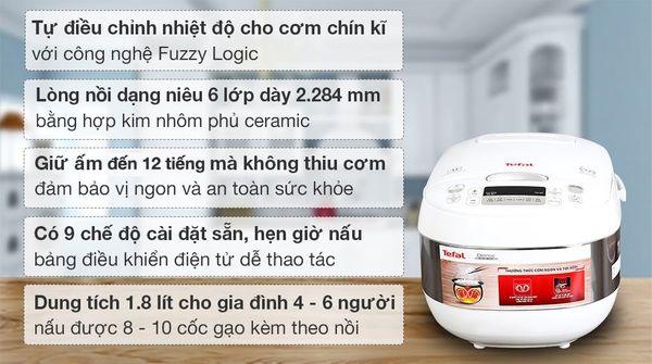 Nồi Cơm Điện Tử Tefal 1.8L, 750W RK752168