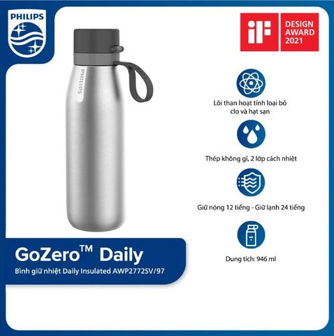 AWP2772SV/97 - Bình Giữ Nhiệt Daily Insulated Philips Màu Bạc