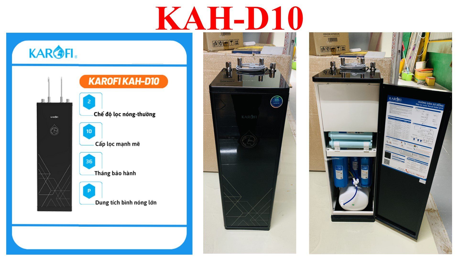  KAH-D10 - Máy Lọc Nước Nóng Nguội Karofi _ 10 Lõi 