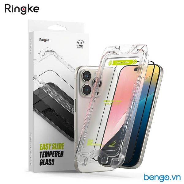  [Combo 2] Dán cường lực iPhone 16 Pro Max/16 Pro/16 Plus/15 Plus/16/15 RINGKE Easy Slide Tempered Glass 