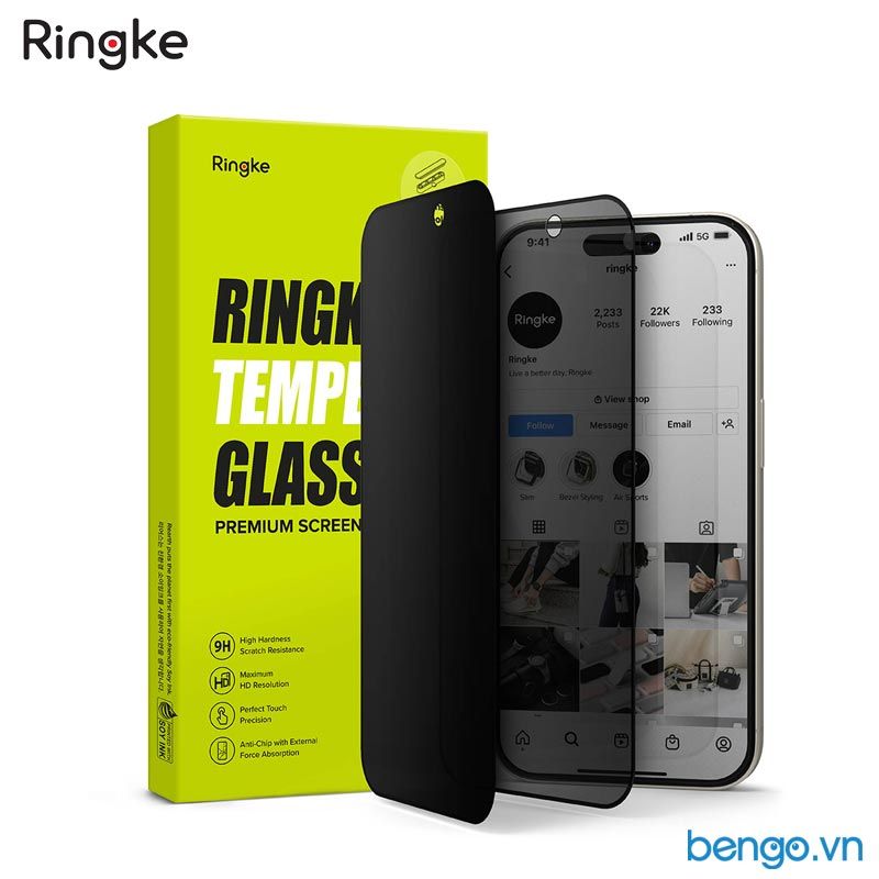  Dán cường lực chống nhìn trộm iPhone 15 Pro Max/15 Pro/15 Plus/15 RINGKE Privacy Tempered Glass 