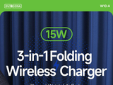  Duzzona W10-A Folding 3-in-1 Wireless Charger Stand 15W for iPhone / AirPods / Apple Watch 