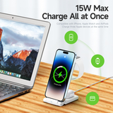  Duzzona W10-A Folding 3-in-1 Wireless Charger Stand 15W for iPhone / AirPods / Apple Watch 