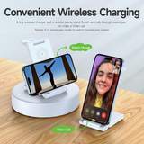  Duzzona W10-A Folding 3-in-1 Wireless Charger Stand 15W for iPhone / AirPods / Apple Watch 