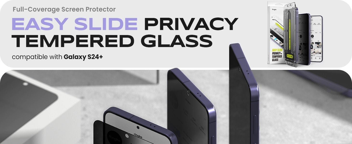  [Combo 2] Dán cường lực chống nhìn trộm Samsung Galaxy S24 / S24 Plus / S24 Ultra RINGKE Easy Slide Privacy Tempered Glass 