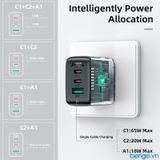  Sạc Nhanh ACEFast A15 PD3.0 65W 3 Cổng USB-C+USB-C+USB-A (US) - Bảo Hành 24 Tháng 