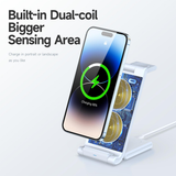  Duzzona W10-A Folding 3-in-1 Wireless Charger Stand 15W for iPhone / AirPods / Apple Watch 