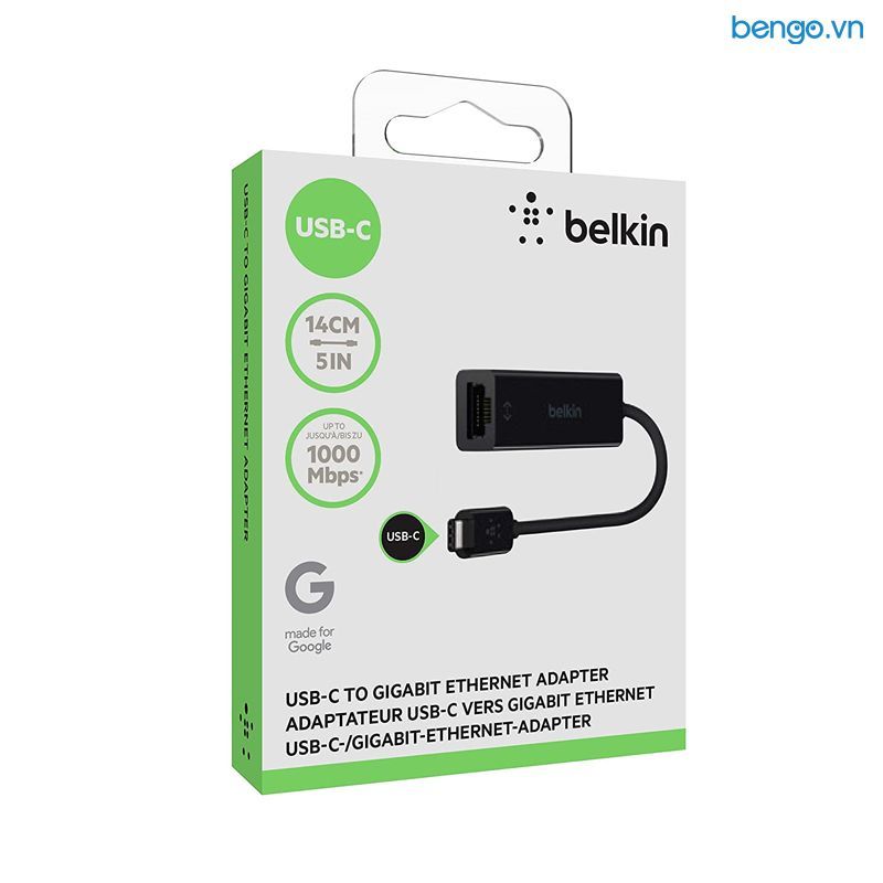  Cáp Chuyển Belkin USB-C to Gigabit Ethernet Adapter - F2CU040btBLK 