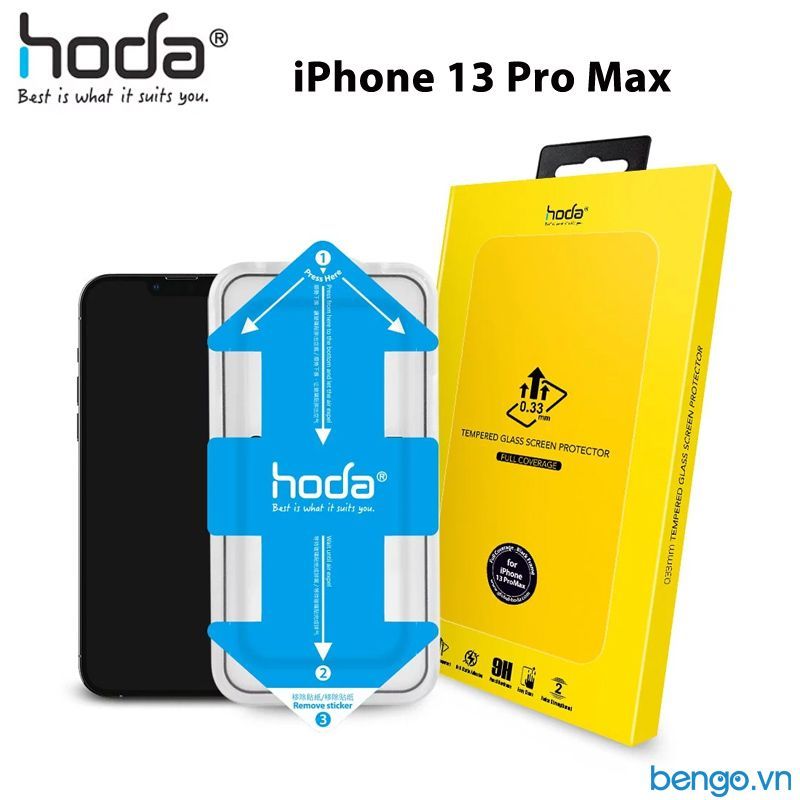  Dán Cường Lực iPhone 13 Pro Max HODA 2.5D Full Kèm Khung Dán 