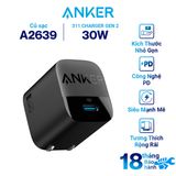  Sạc Anker 30w 313 / 311 GaN 2 (1 Cổng USB-C) - A2639 