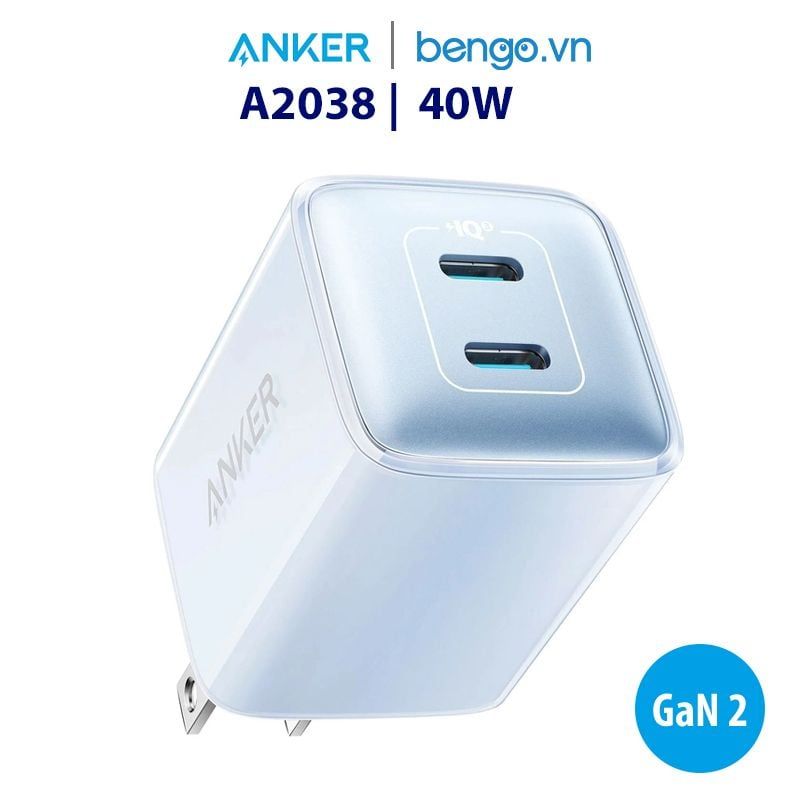  Sạc Anker 40W 2 Cổng 521 GaN (Nano II) - A2038 