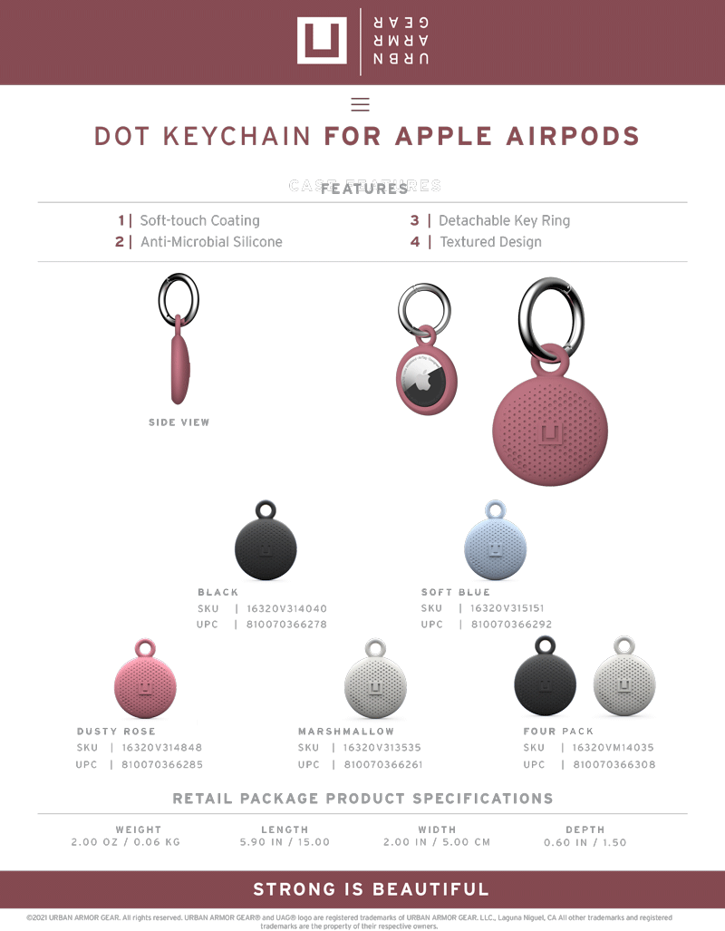  Bộ 4 Vỏ Bảo Vệ Apple AirTag UAG Dot Keychain 