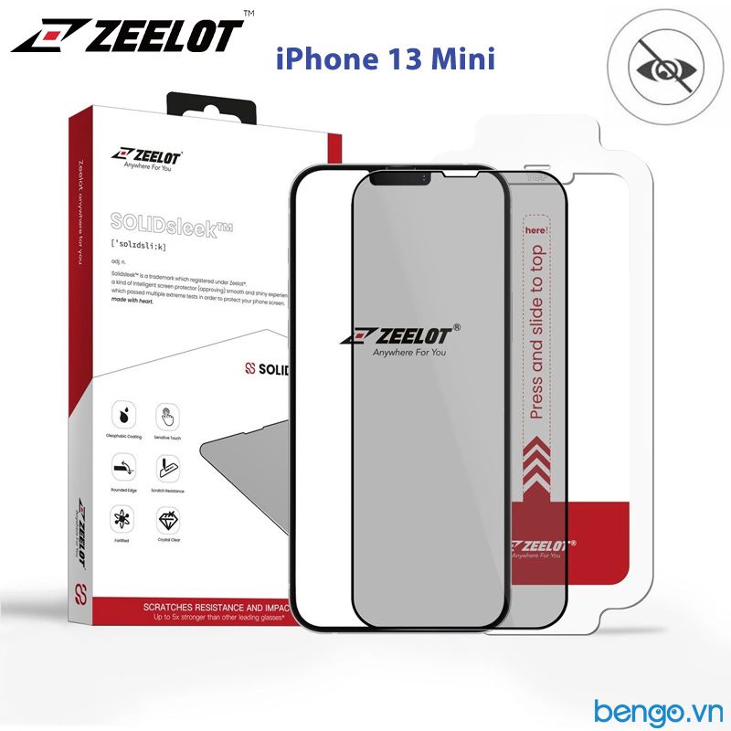  Dán Cường Lực IPhone 13 Mini ZEELOT SOLIDsleek Chống Nhìn Trộm Kèm Kit Dán 