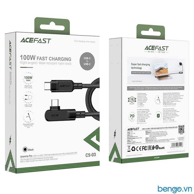  Cáp ACEFAST USB-C to USB-C 100W dài 2m - C5-03 