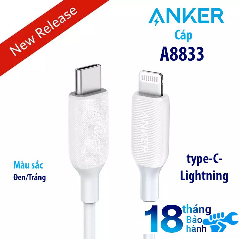  Cáp Điện Thoại Anker PowerLine III USB-C To Lightning 1.8m - A8833 