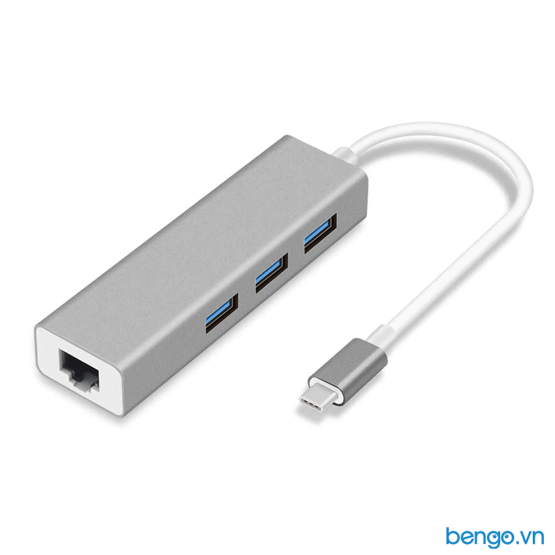  Cáp chuyển USB-C qua 3 cổng USB 3.0 + cổng LAN RJ45 