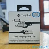  Cáp MOPHIE 3 Đầu Chuyển | USB-A To Micro USB, USB-C, Lightning Cable 