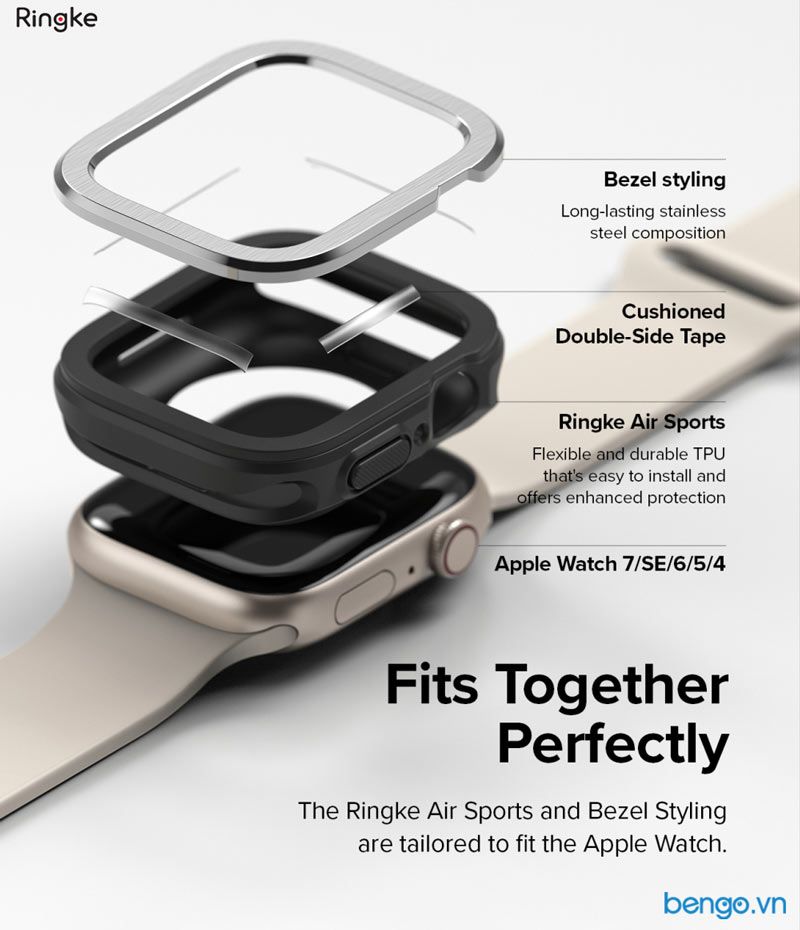  Combo Ringke Air Sports & Bezel Styling Apple Watch 9/8/7 45mm/SE/6/5/4 44mm 