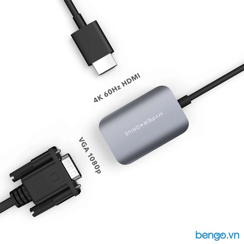  Cổng chuyển HyperDrive 2 in 1 USB-C qua HDMI/VGA 4K - HD-C2HV 