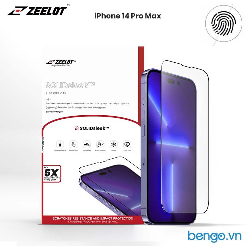  Dán Cường Lực Chống Vân Tay iPhone 14 Pro Max SOLIDSLEEK ZEELOT 