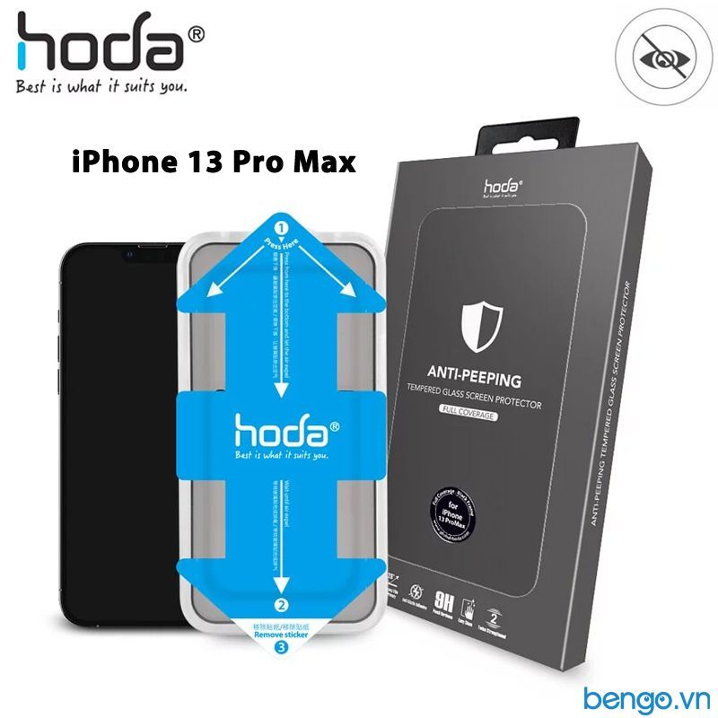  Dán Cường Lực iPhone 13 Pro Max HODA Full Chống Nhìn Trộm Kèm Khung Dán 