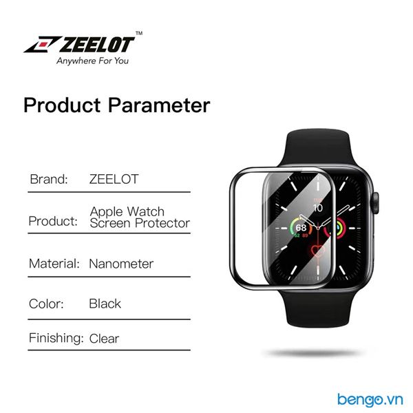  Dán Cường Lực Apple Watch Zeelot Nanometer Clear Full Keo/Full Keo Chống Vân Tay 