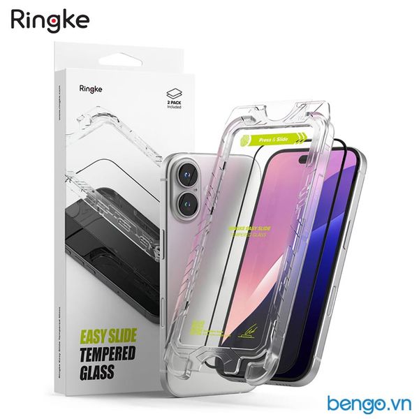  [Combo 2] Dán cường lực iPhone 16 Pro Max/16 Pro/16 Plus/15 Plus/16/15 RINGKE Easy Slide Tempered Glass 