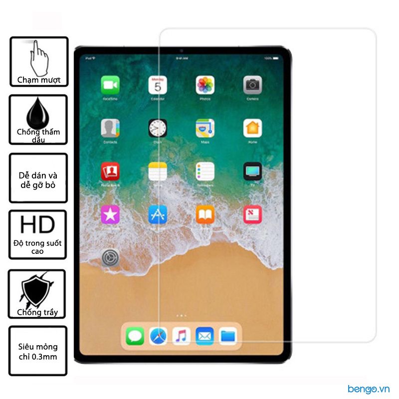  Dán Màn Hình Cường Lực IPad Pro 12.9 Inch 2018/2020 9H 2.5D Siêu Mỏng 