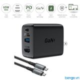  Sạc nhanh ACEFAST A19 GaN 65W cổng USB-C + USB-A + HUB (US) - Bảo hành 24 tháng 