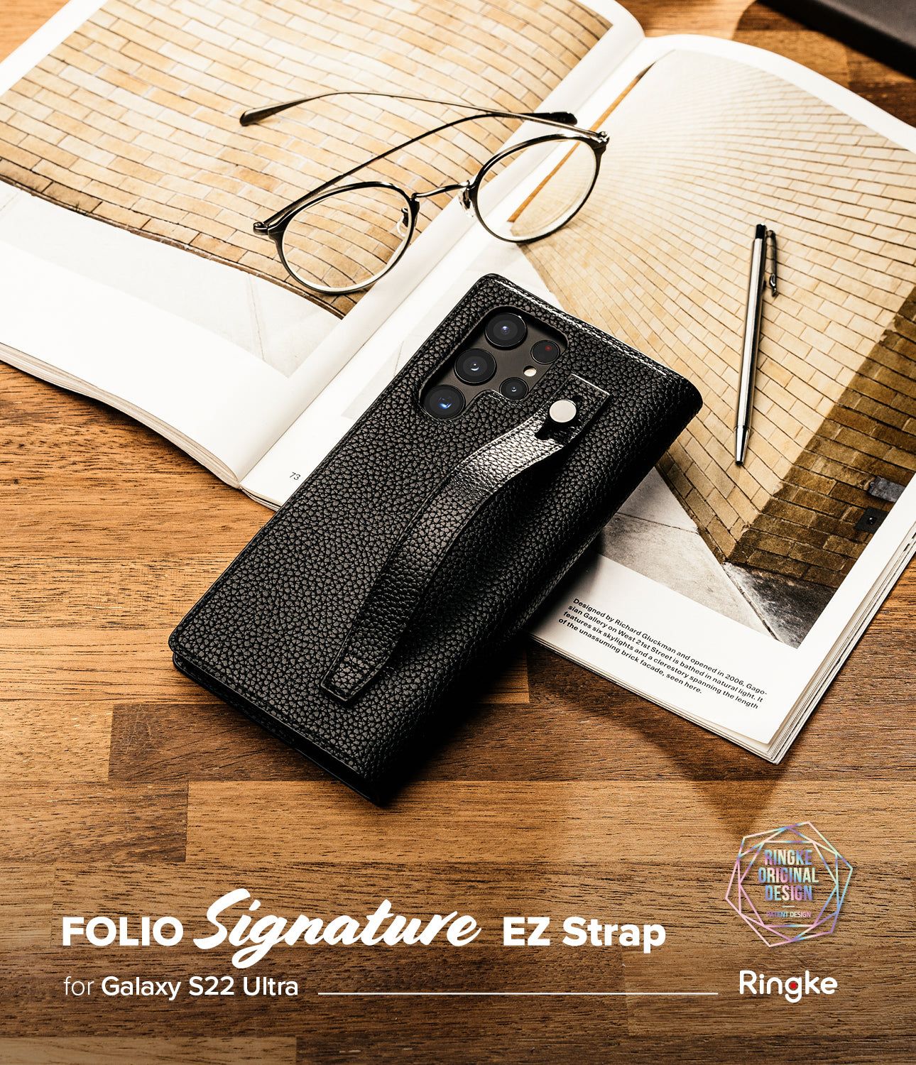  Bao Da Samsung Galaxy S22 Ultra RINGKE Folio Signature Standard 