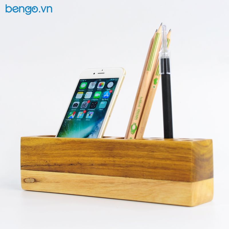  Hộp cắm bút bằng gỗ tự nhiên đa năng, tiện dụng 