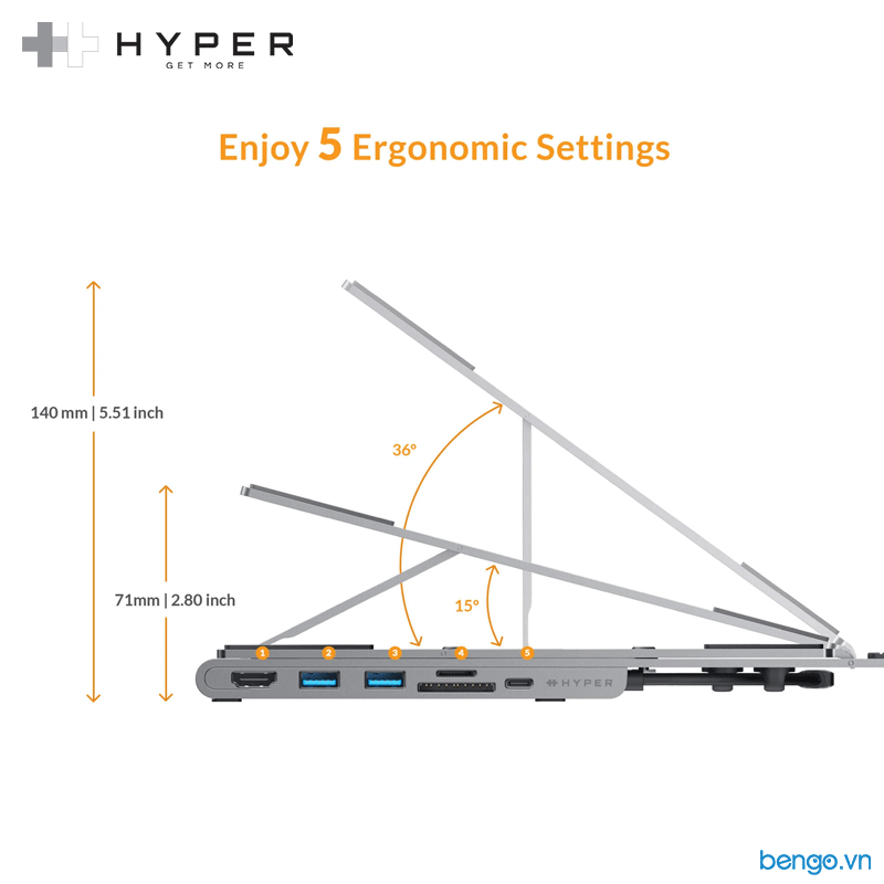  Giá Đỡ Kiêm Hub Hyperdrive USB-C 7 In 1 (Hub Stand) - HD71HS 