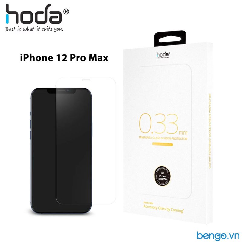  Dán Cường Lực iPhone 12 Pro Max HODA Full Clear AGbC Corning Kèm Khung Dán 