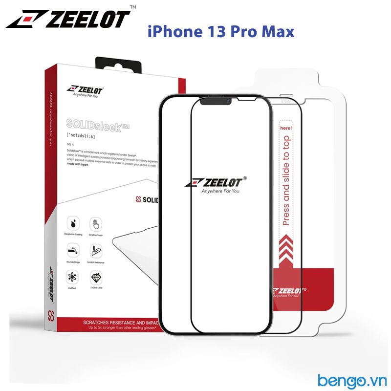  Dán Cường Lực iPhone 13 Pro Max ZEELOT SOLIDsleek Retina Clear Kèm Kit Dán 