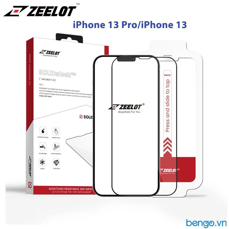  Dán Cường Lực iPhone 13/13 Pro ZEELOT SOLIDsleek Retina Clear Kèm Kit Dán 