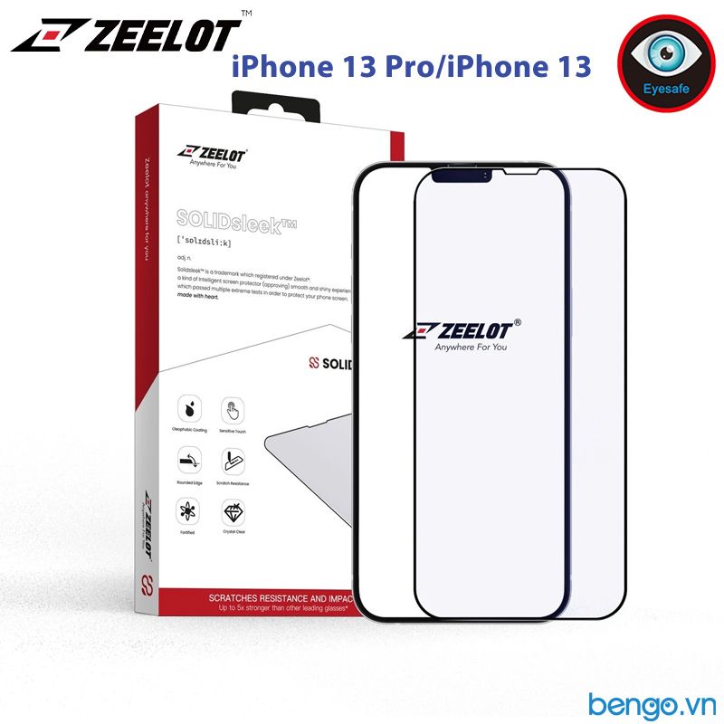  Dán Cường Lực iPhone 13/13 Pro ZEELOT SOLIDsleek Chống Ánh Sáng Xanh 